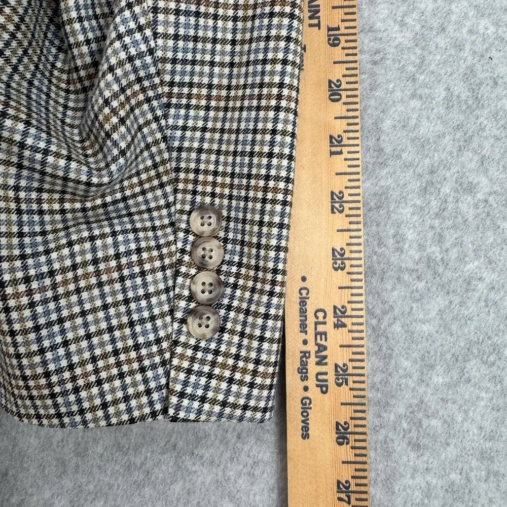 Jos A Bank Blazer Mens 46R Brown Check Silk Wool Tweed Sport Coat Jacket Classic